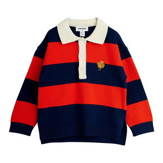 Mini Rodini Bluse - Strik - Rugby - Rød/Blå/Hvid
