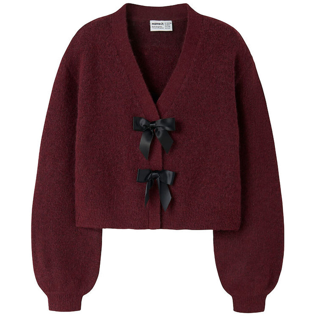 Name It Cardigan - Strik - NkfRina - Burgundy/BLACK BOW