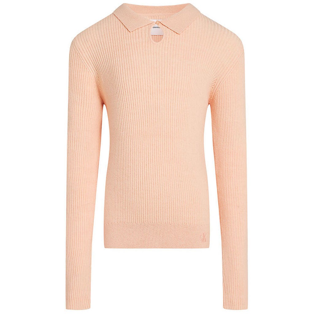 Calvin Klein Bluse - Strik - Rib - Polo Collar - Pink Sand