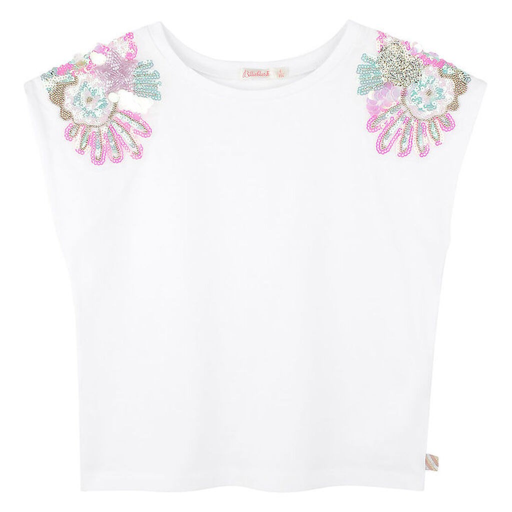 Billieblush T-shirt - Hvid m. Pailletter