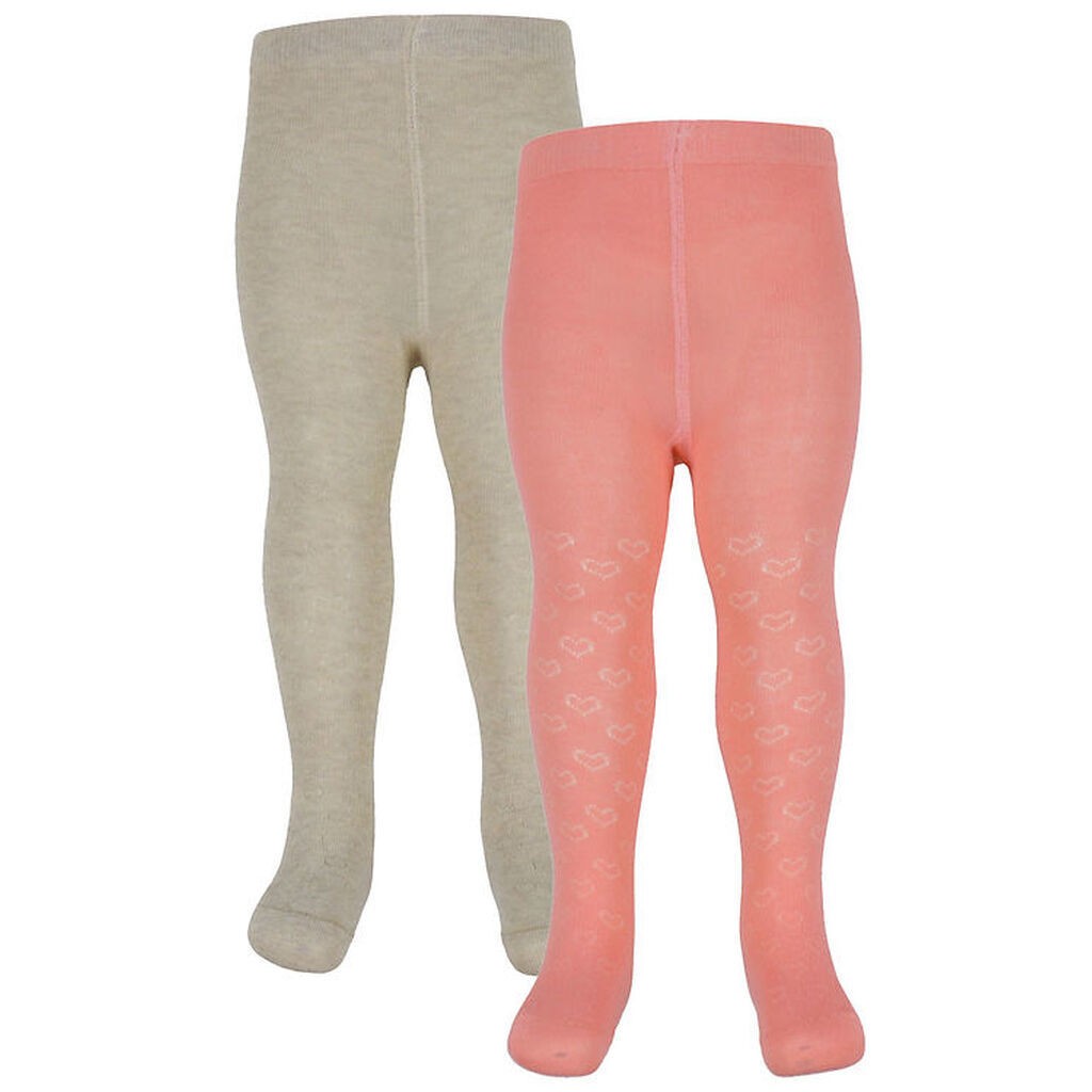 Minymo Strømpebukser - 2-pak - Strawberry Ice m. Hulmønster