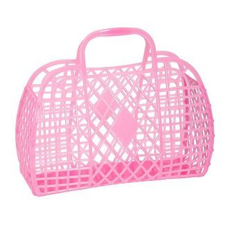 Sun Jellies Lille Foldekurv - Retro - 26x21x12 cm - Neon Pink