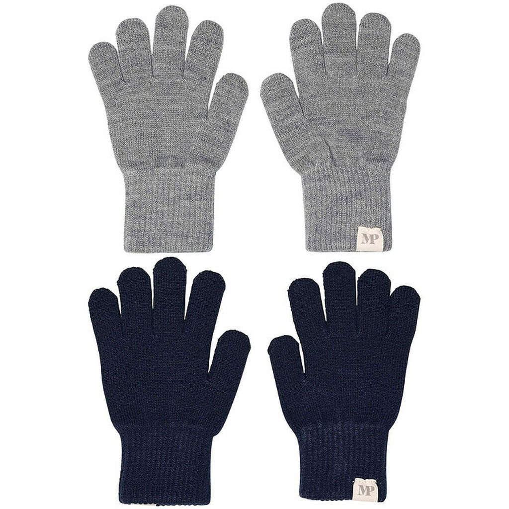 MP Handsker - Uld - Comfy - 2-pak - Mix Lysegråmeleret/Peacoat B