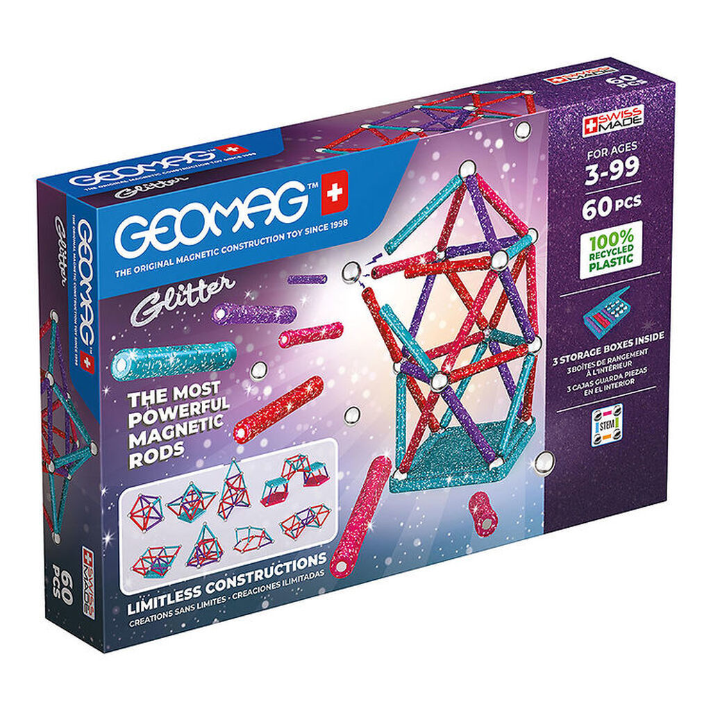 Geomag Magnetsæt - Glitter Recycled - 60 Dele