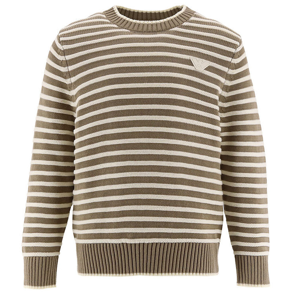 Emporio Armani Bluse - Strik - Hvid/Brunstribet