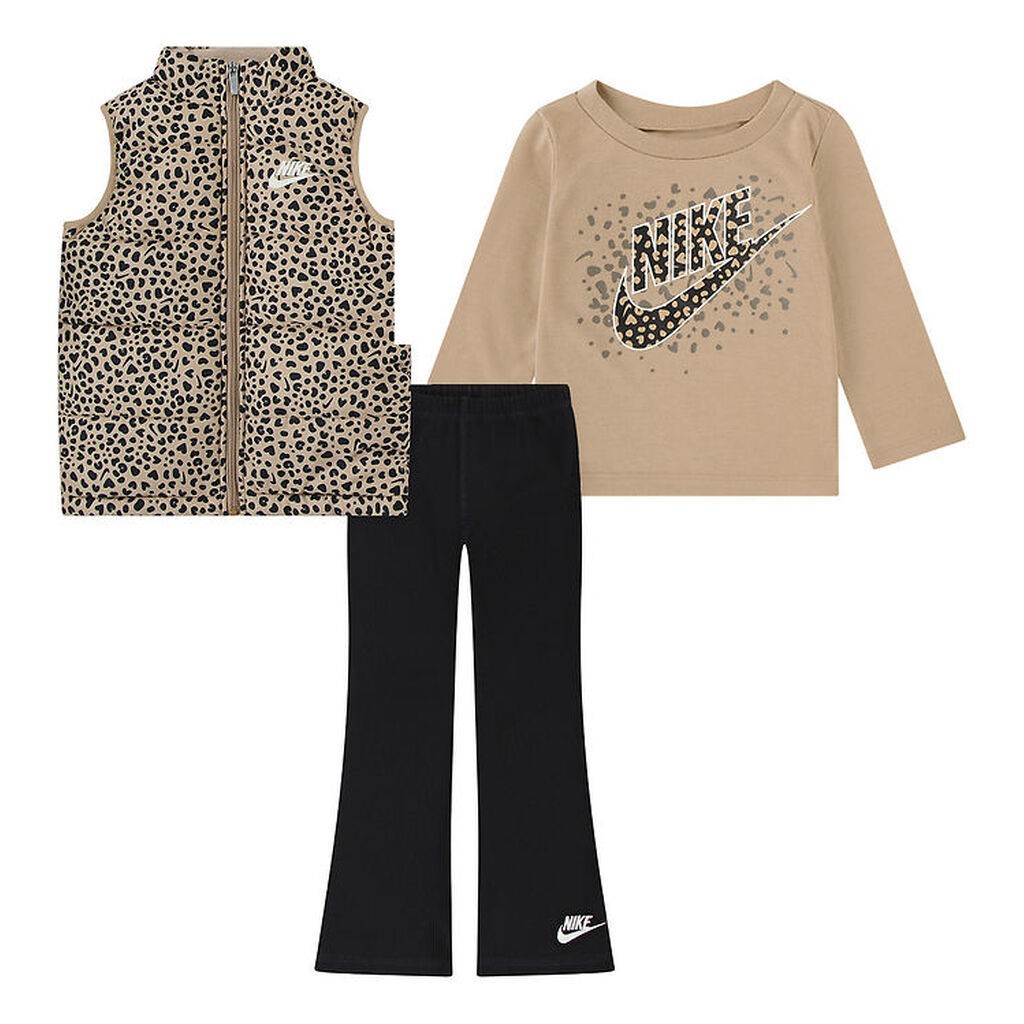 Nike Sæt - Vest/Bukser/Bluse - Sort/Leopard