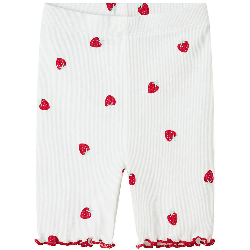 Name it Cykelshorts - Rib - NmfJillie - Bright White m. Jordbær