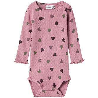 Name It Body l/æ - Rib - NbfNitte - Mauve Orchid m. Hjerter