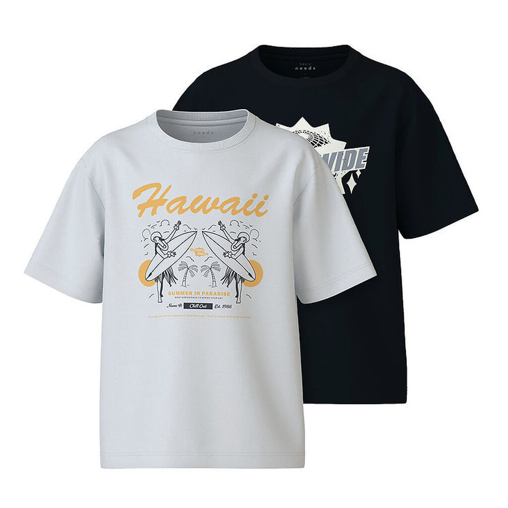 Name It T-shirt - NkmVilogo - 2-pak - Black/Bright White