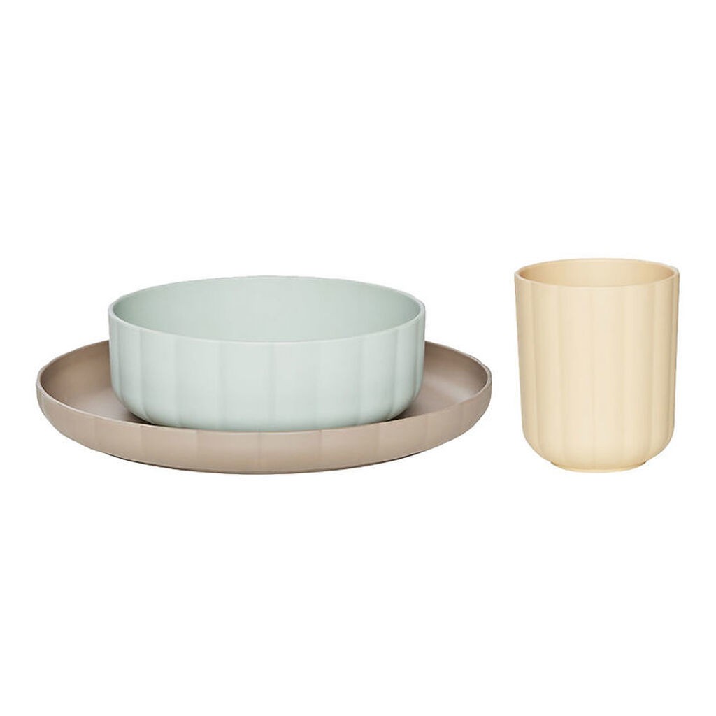OYOY Spisesæt - Bioplast - 3 Dele - Pullo - Pale Mint/Vanilla/Ta