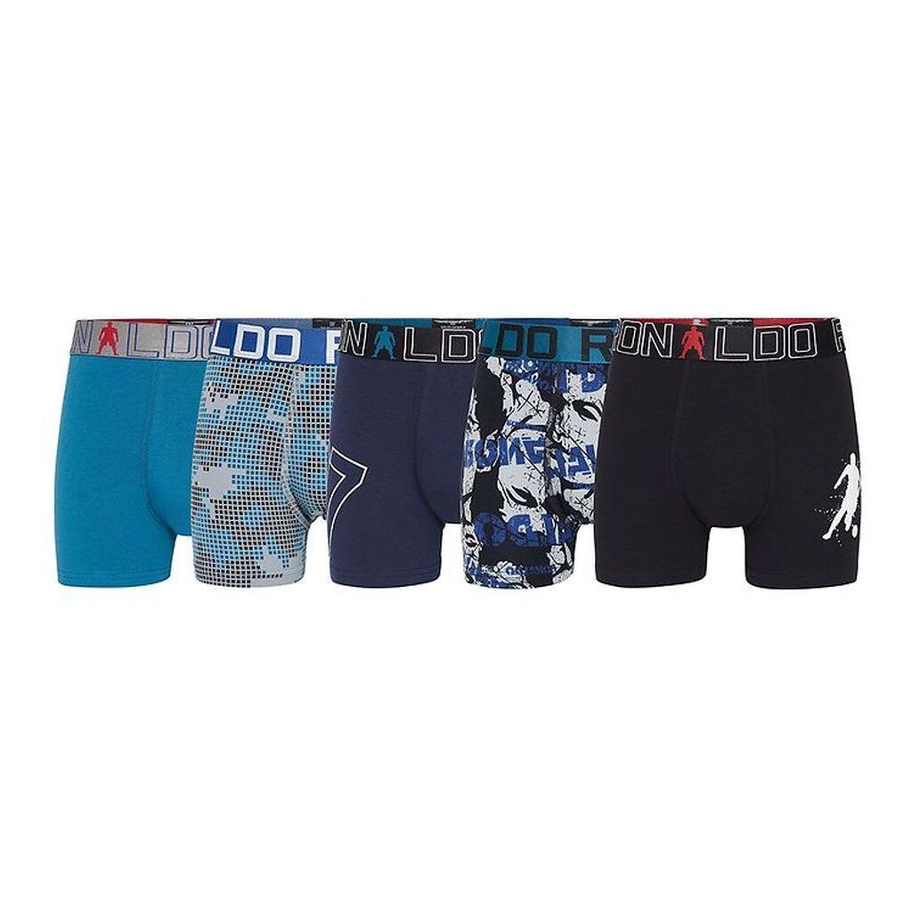 Ronaldo Boxershorts - 5-pak - Navy/Gråmeleret/Petroleum m. Mønst