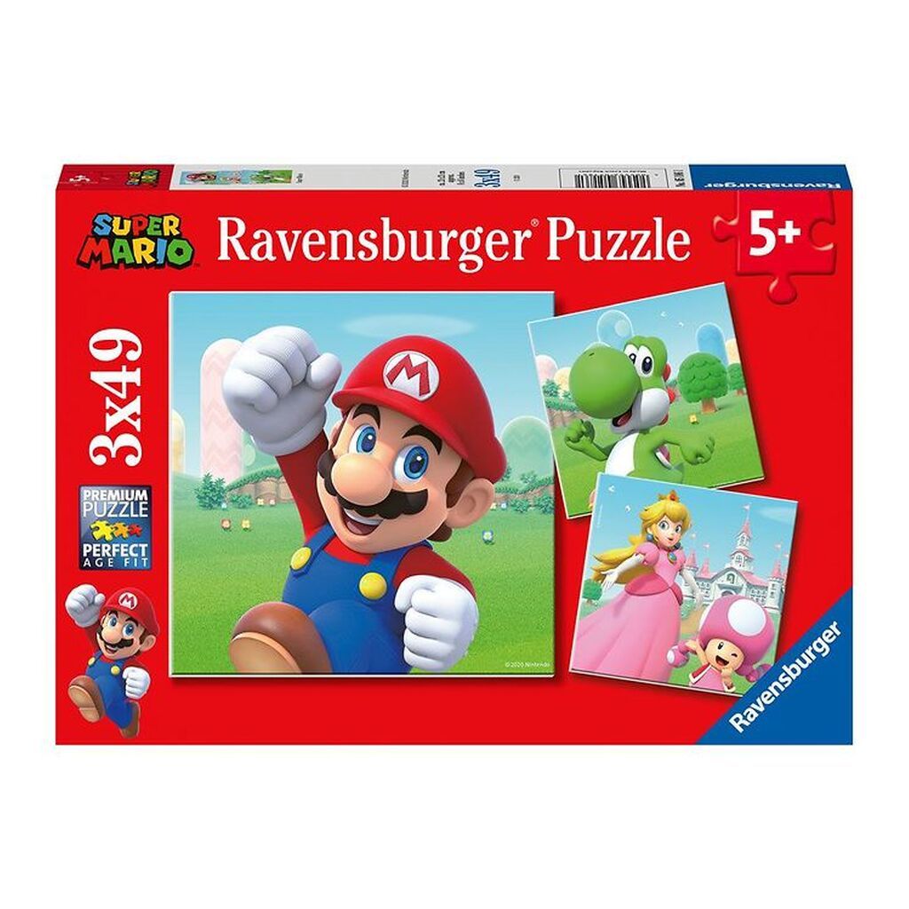 Ravensburger Puslespil - 3x49 Brikker - Super Mario