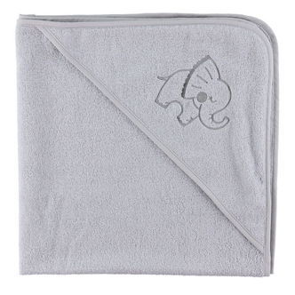 Nørgaard Madsens Babyhåndklæde - 100x100 cm - Grå m. Elefant