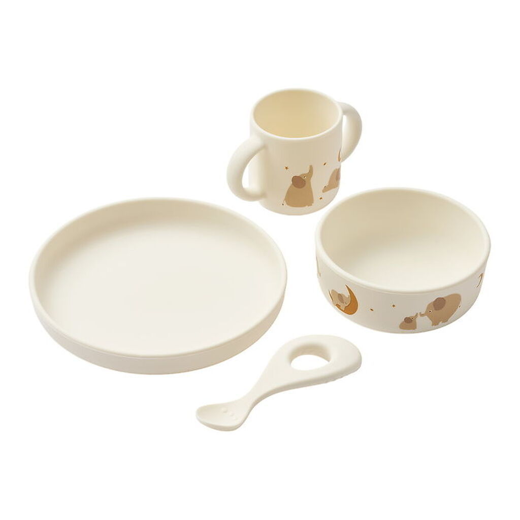 Liewood Spisesæt - Silikone - 4 Dele - Vivi - Elephant/Creme de