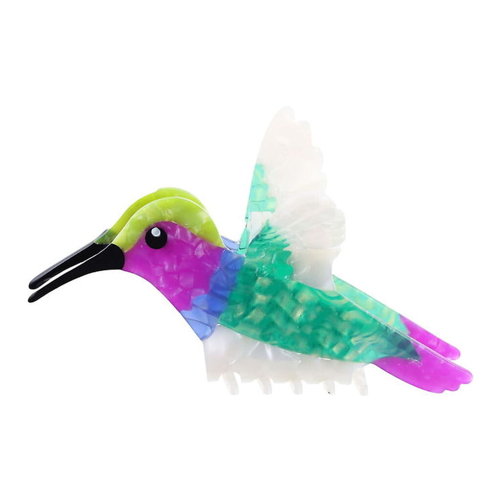 By Stær Hårklemme - Kolibri - 12x8 cm - Grøn/Lilla