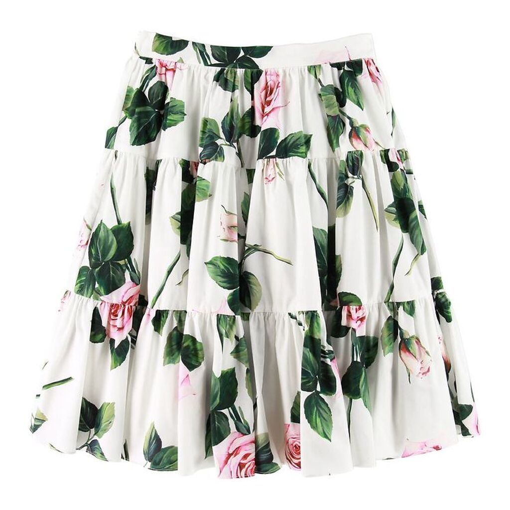 Dolce & Gabbana Nederdel - Creme m. Roser