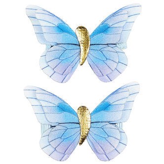 Souza Hårklemmer - 2-pak - Blå Sommerfugle