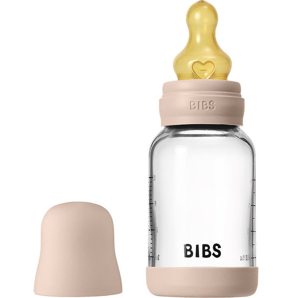 BIBS Sutteflaske - 120 ml - Glas/Naturgummi - Blush