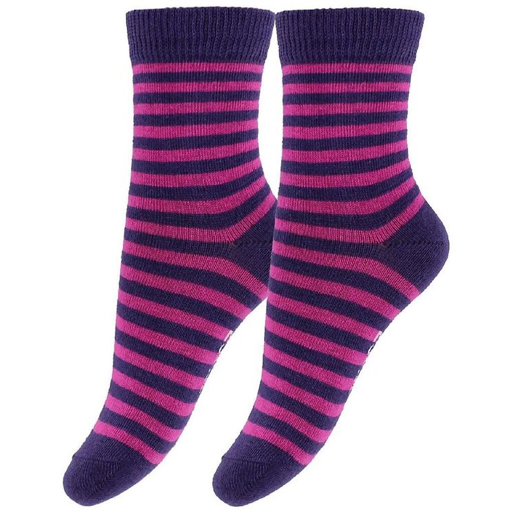 Fuzzies Strømper - 2-Pak - Lilla/Pinkstribet