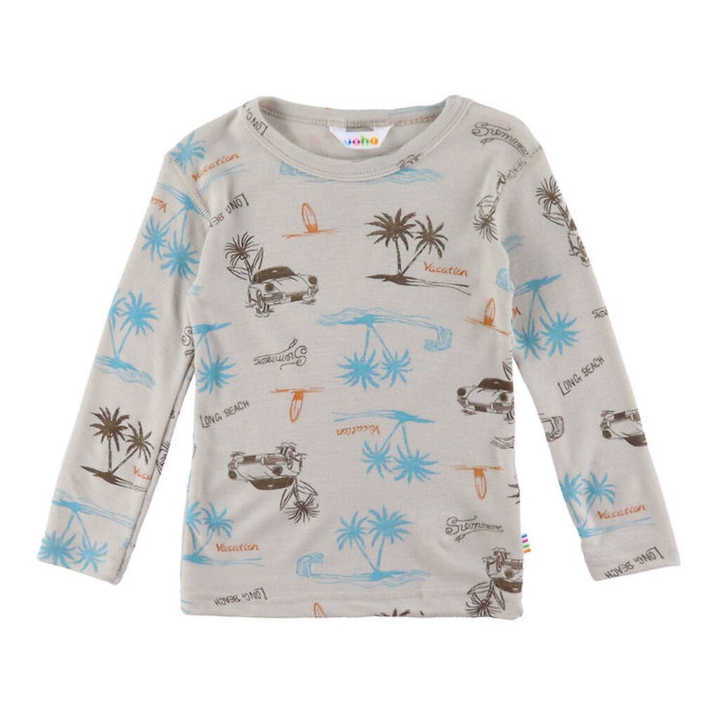 Joha Bluse - Uld/Silke - Beige m. Print