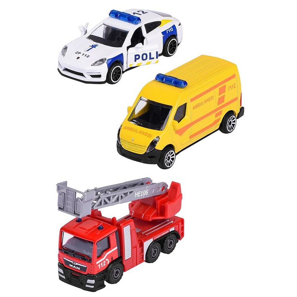 Majorette Legetøj - 3 Dele - Redningskøretøjer
