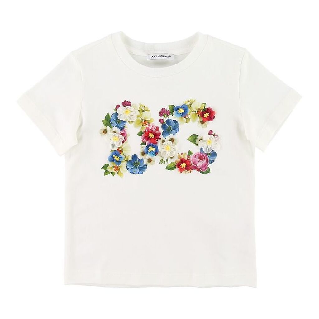 Dolce & Gabbana T-shirt - Blooming - Hvid m. Logo