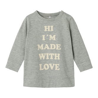 Name It Bluse - NbfLaba - Gråmeleret m. Print