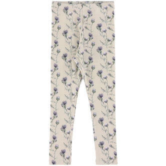 Name It Leggings - NmfTeane - Pumice Stone m. Blomster