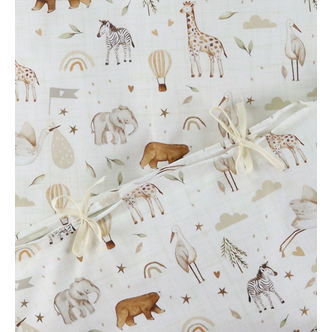 Nørgaard Madsens Sengetøj - Junior - Beige m. Striber/Zoo Dyr