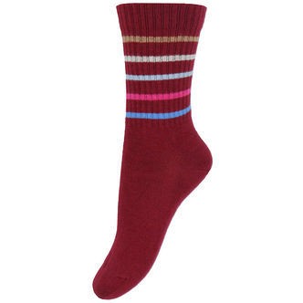 Melton Strømper - Sundried Tomato m. Striber