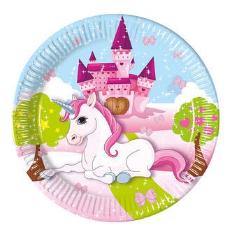 Decorata Party Paptallerkner - 8-pak - 19,5 cm - Unicorn