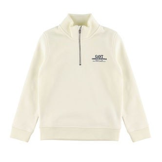 GANT Sweatshirt - Graphic - Half Zip - Cream