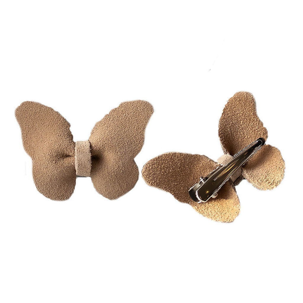 Petit La Busch Hårsløjfer - Butterfly - 2-pak - 6x4 cm - Sand