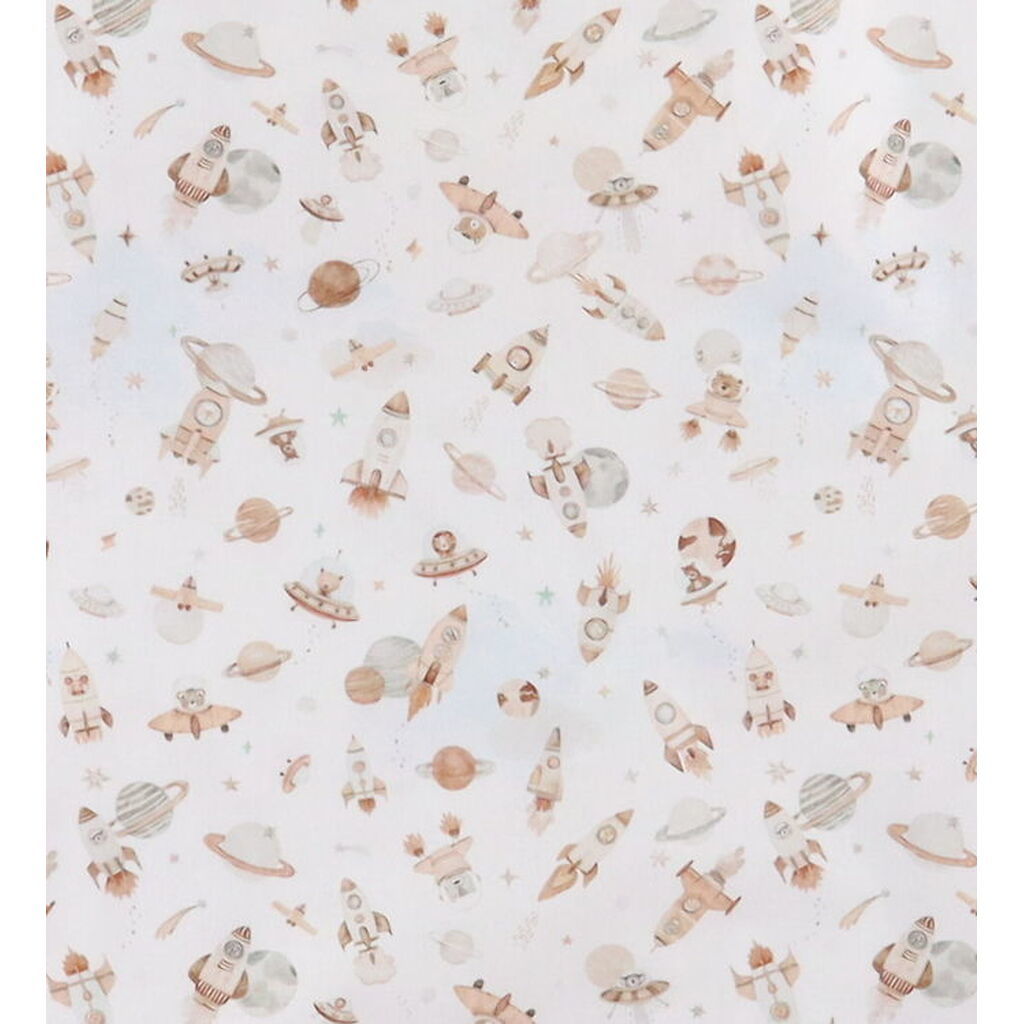 Nørgaard Madsens Sengetøj - Poplin - Baby - Hvid m. Rumraketter