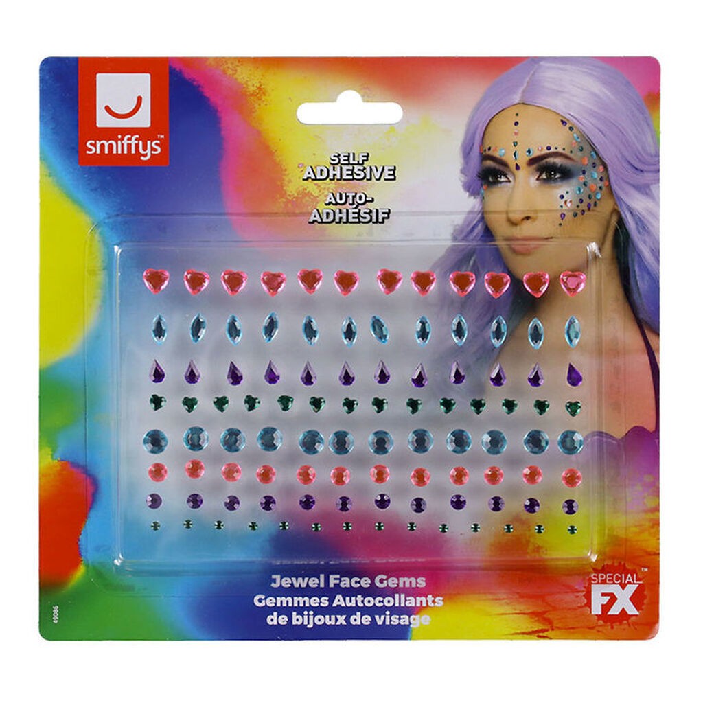 Smiffys Diamantklistermærker Til Ansigtet - 100 Stk. - Pastel Je