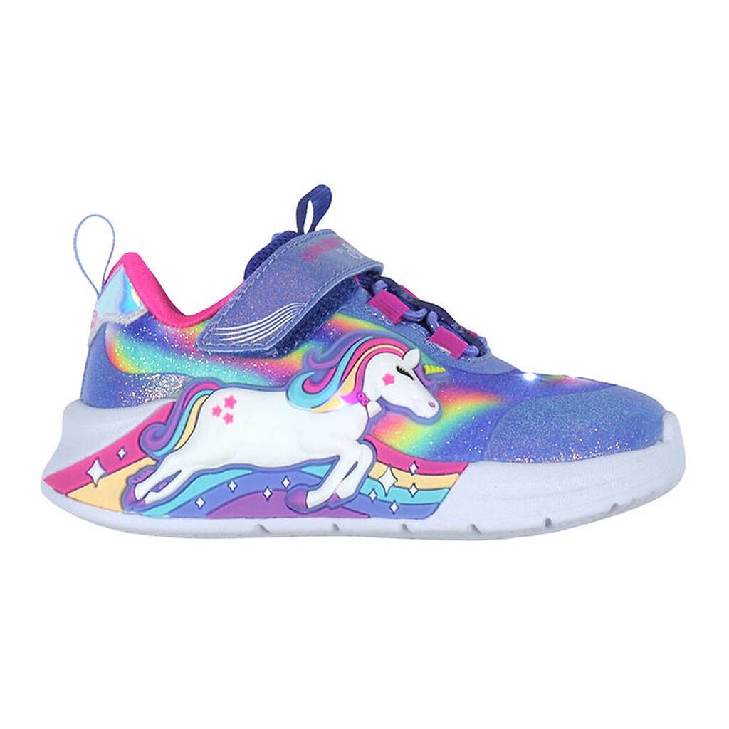 Skechers Sko m. Lys - Unicorn Chaser - Blå/Multi