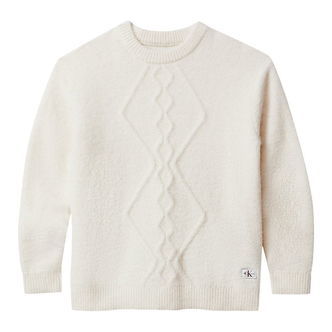 Calvin Klein Bluse - Polyester/Uld - Fluffy - Whitecap Gray