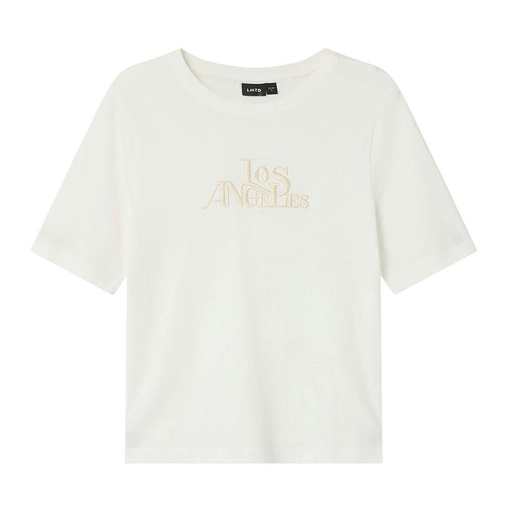 LMTD T-shirt - NlfFos - White Alyssum/Sandshell Embroidery m. Pr