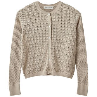 Sofie Schnoor Cardigan - Strik - CisseSY - Beige m. Hulmønster