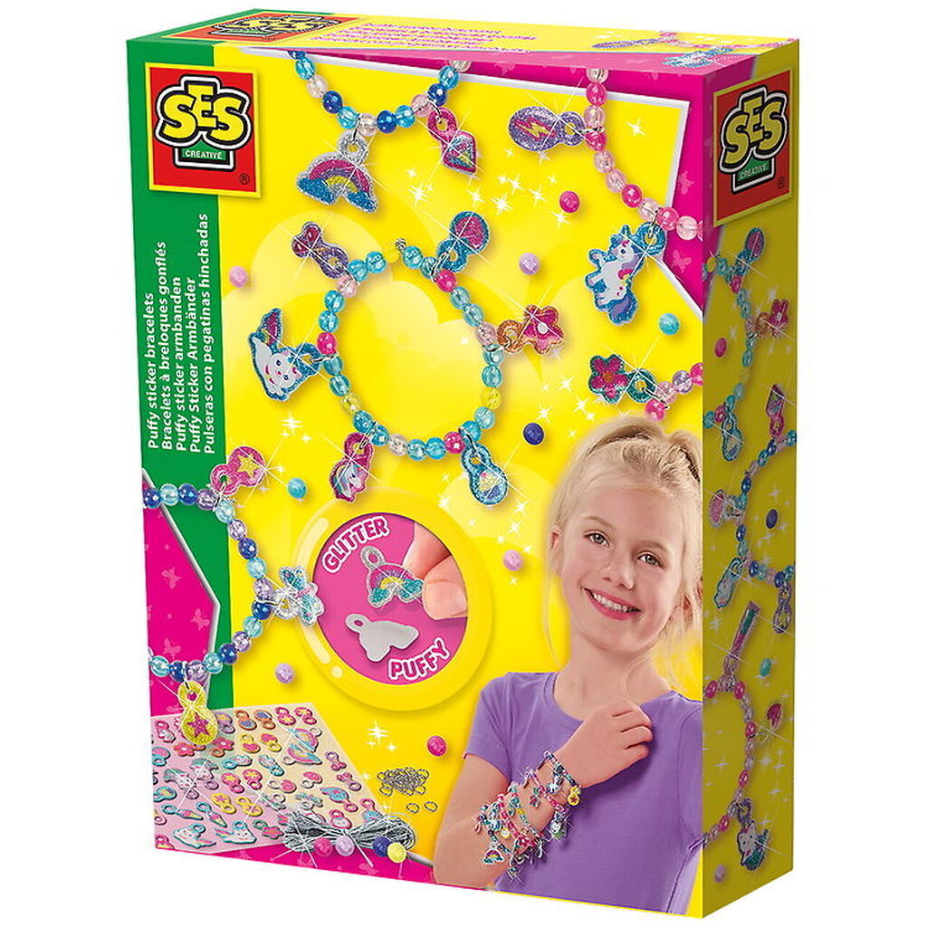 SES Creative Kreasæt - Lav Dine Egne Armbånd - Puffy Stickers