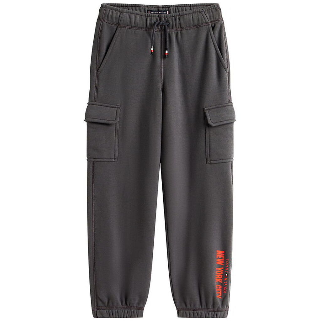 Tommy Hilfiger Sweatpants - Cargo - Washed Black m. Orange