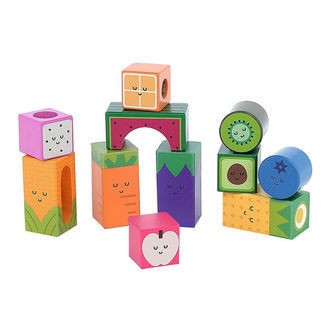 Vilac Klodser m. Lyd - Træ - 11 Dele - Frugt og Grøntsager