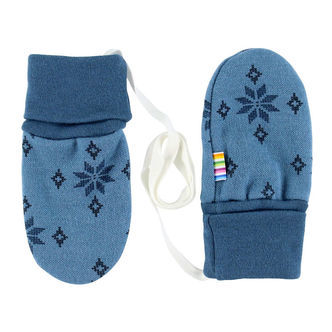 Joha Luffer m. Tommel - Uld/Bomuld - Blå/Snefnug