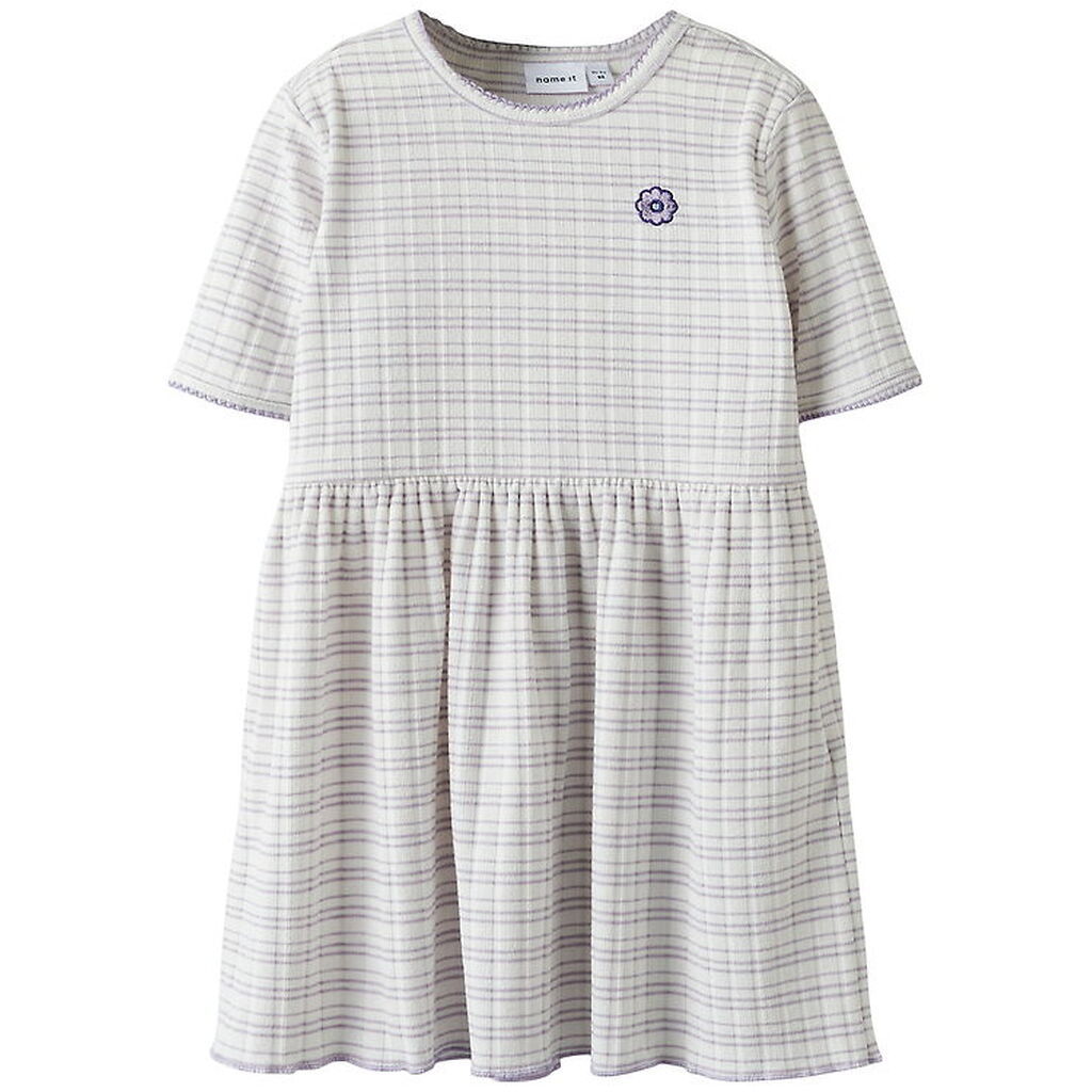 Name It Kjole - Rib - NmfFiona - Bright White/Stripes