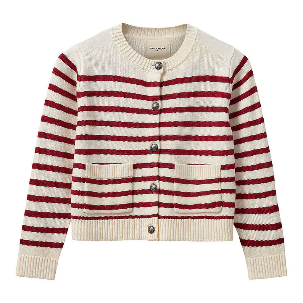 Sofie Schnoor Cardigan - Strik - Off White/Rød