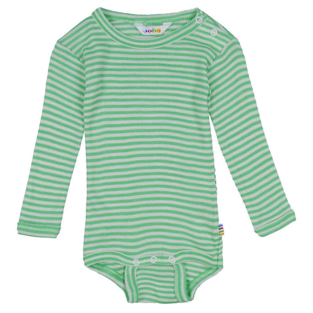 Joha Body l/æ - Rib - Uld/Silke - Off White/Grøn