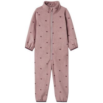 Name It Fleecedragt - NmnSpektra - Woodrose m. Hjerter