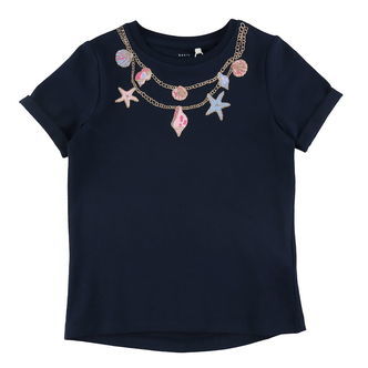 Name It T-shirt - NmfVix - Dark Sapphire/Necklace