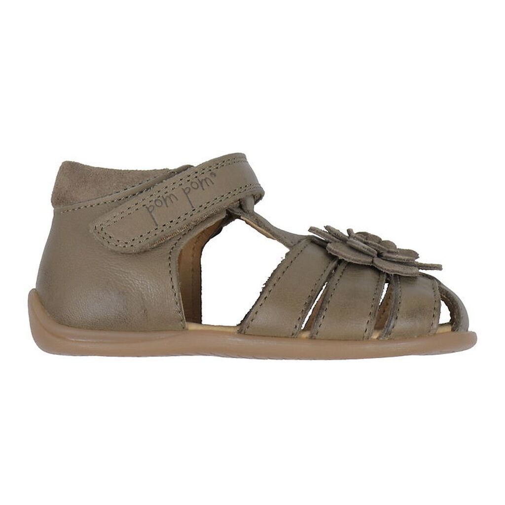 Pom Pom Sandaler - Starters Flower Velcro - Latte