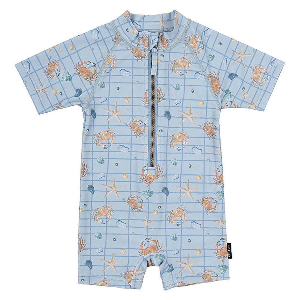 Mikk-Line Badeheldragt - UV50+ - Faded Denim m. Tern/Print